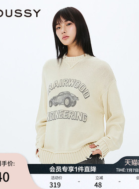 MOUSSY 春季新品复古小汽车图案印花针织毛衣女010ISQ70-4361