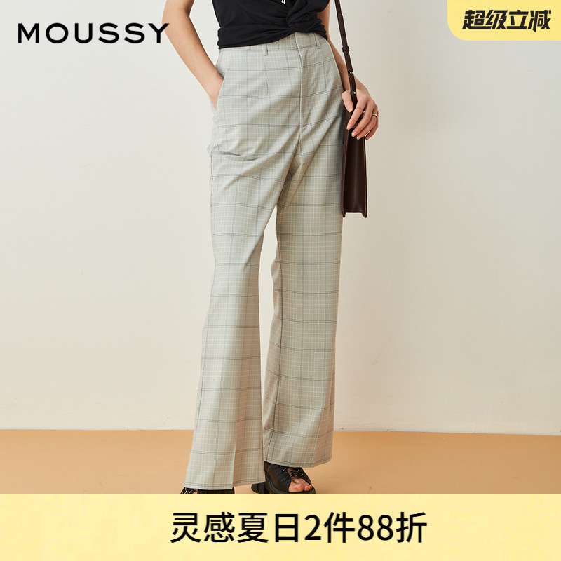 moussy英伦风格纹西装质感休闲裤
