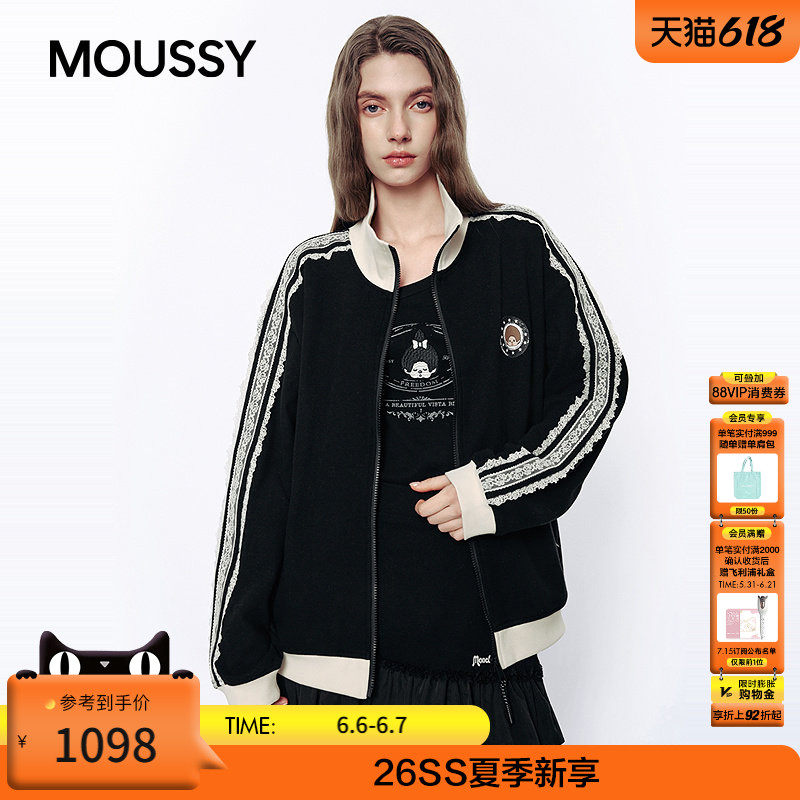 MOUSSY&Monchhichi合作款2026夏季新品蕾丝撞色外套028JSZ01-1008