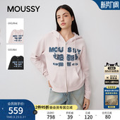 1027 休闲风字母连帽抽绳拉链卫衣女028IAA90 MOUSSY春季 新品