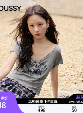 【明星同款】MOUSSY2026春季新品辣妹风蝴蝶印花T恤028JSA90-1031