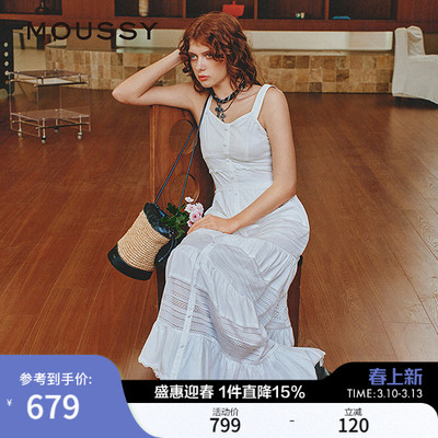 MOUSSY 秋季新品波西米亚风度假吊带连衣裙女028ISZ33-1301