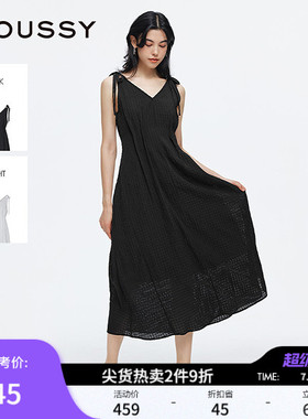 MOUSSY 夏季新品法式度假风双系带吊带连衣裙女010IS333-9101