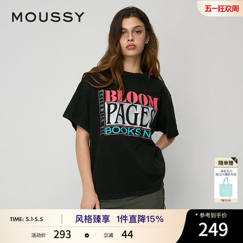 MOUSSY 春季新品美式复古经典街头印花短袖T恤 010ISQ90-8791