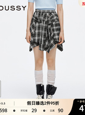 MOUSSY 春季新品假美式辣妹风假两件格纹半身裙028ISA31-4121