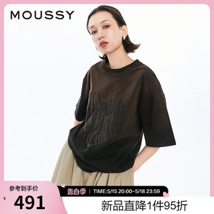 2024夏季 新品 美式 1171 MOUSSY 辣妹风oversize短袖 T恤女028HSZ90