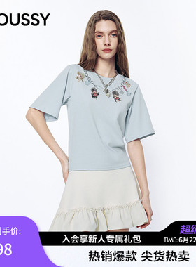 MOUSSY&Monchhichi合作款 2026夏季新品项链印花T恤028JSZ01-1002