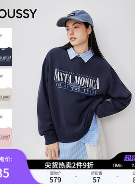 MOUSSY 春季新品休闲风字母印花罗纹长袖卫衣028IAZ90-2861