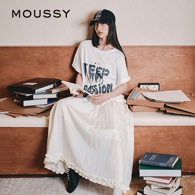 【新品试用】moussy潮流涂鸦风字母印花宽松短袖T恤028IAA90-1002