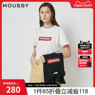 T恤女028FSZ90 MOUSSY 胶印LOGO印花多巴胺短袖 简约百搭经典 0260