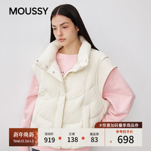 moussy2025秋季新品90鸭绒短款立领羽绒背心马甲女028IAC30-1002