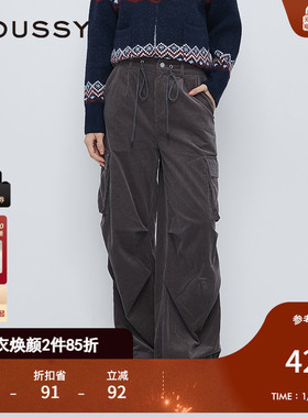 MOUSSY 冬季新品水洗做旧灯芯绒工装裤休闲裤女028HAZ30-1421