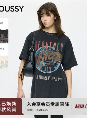 MOUSSY2026夏季新品街头复古风做旧印花短袖圆领T恤010JS290-5081