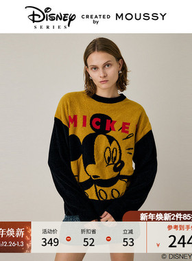 MOUSSY 冬季新品迪士尼联名米奇撞色针织衫毛衣010HAQ70-0871