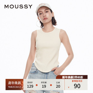 背心028HAA80 MOUSSY 简约通勤风弧形下摆针织衫 新品 1831 夏季