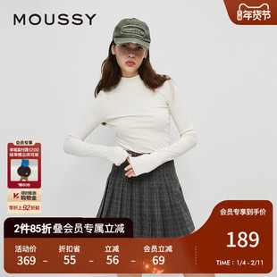 MOUSSY 冬季新品纯色半高领打底修身毛针织衫010HA780-3511