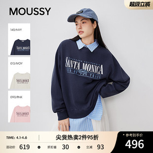 休闲风字母印花罗纹长袖 MOUSSY 春季 新品 2861 卫衣028IAZ90
