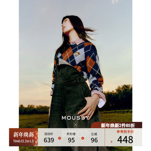 原田治 女028HAZ30 秋季 LOGO刺绣背带牛仔裤 1561 新品 MOUSSYx