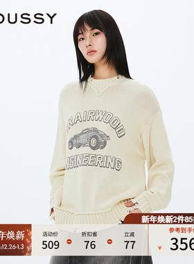MOUSSY 2025春季新品复古小汽车图案印花针织毛衣女010ISQ70-4361