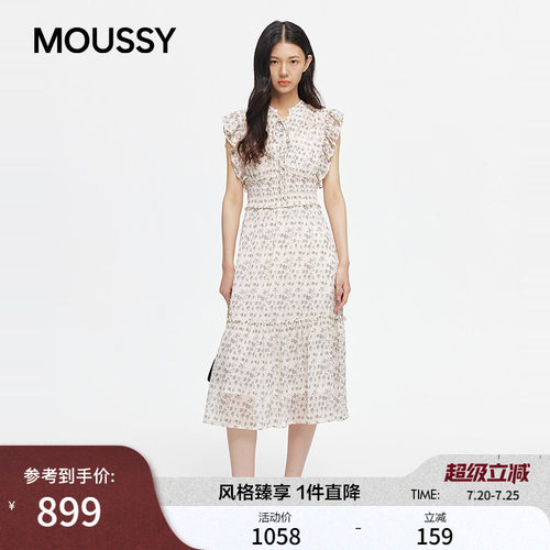 MOUSSY2026夏季新品法式田园碎花气质无袖连衣裙028JSC33-1033