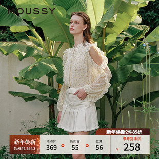028HSZ30 MOUSSY 甜美田园风荷叶边碎花露肩衬衫 新品 1441 夏季