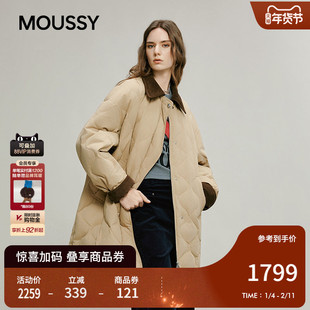 MOUSSY 冬季新品复古风撞色菱格90保暖羽绒服女028IAC30-1124
