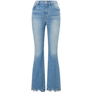 MOUSSY 秋季新品休闲通勤风磨损毛边直筒牛仔裤028HSA12-1231