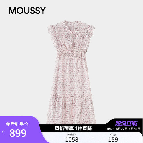 MOUSSY2026夏季新品法式温柔田园风碎花无袖连衣裙028JSC33-1033