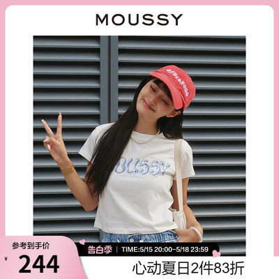 moussy金属质感印花小版型T恤