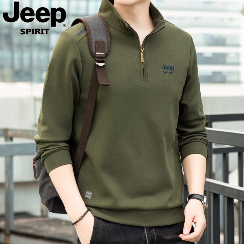 2026新款JEEP吉普高端品牌上衣男士半拉链立领春秋男款时尚潮卫衣