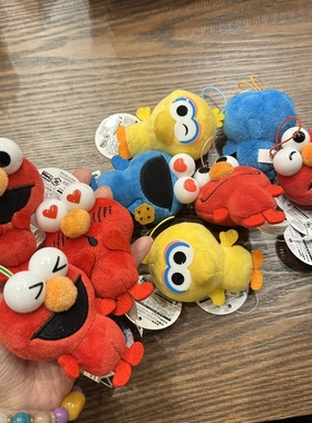 现货 日本正品芝麻街elmo 饼干怪 大鸟可爱公仔玩偶挂件吊饰包挂