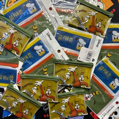 现货 日本迪士尼唐老鸭高飞卡通pvc夹链袋小物收纳包零钱袋卡包