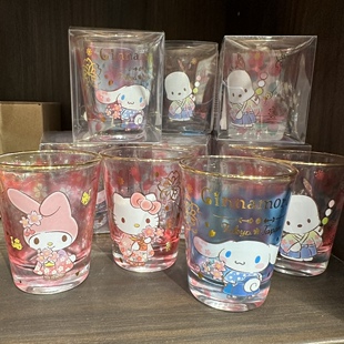 现货包邮 日本采购kitty美乐蒂玉桂狗日式和风清酒杯玻璃杯小酒杯