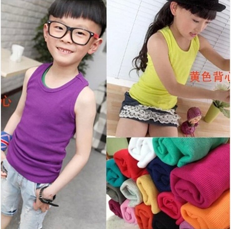 春夏童装男童女童无袖背心儿童宝宝纯棉螺纹背心工字背心 打底衫