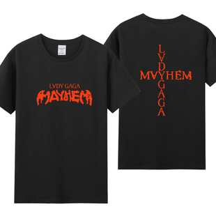 LadyGaga演唱会MAYHEM专辑周边短袖T恤男女情侣纯棉衣服潮流体恤