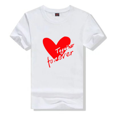 together forever情侣短袖t恤 姐妹装红色爱心英文结婚照登记衣服