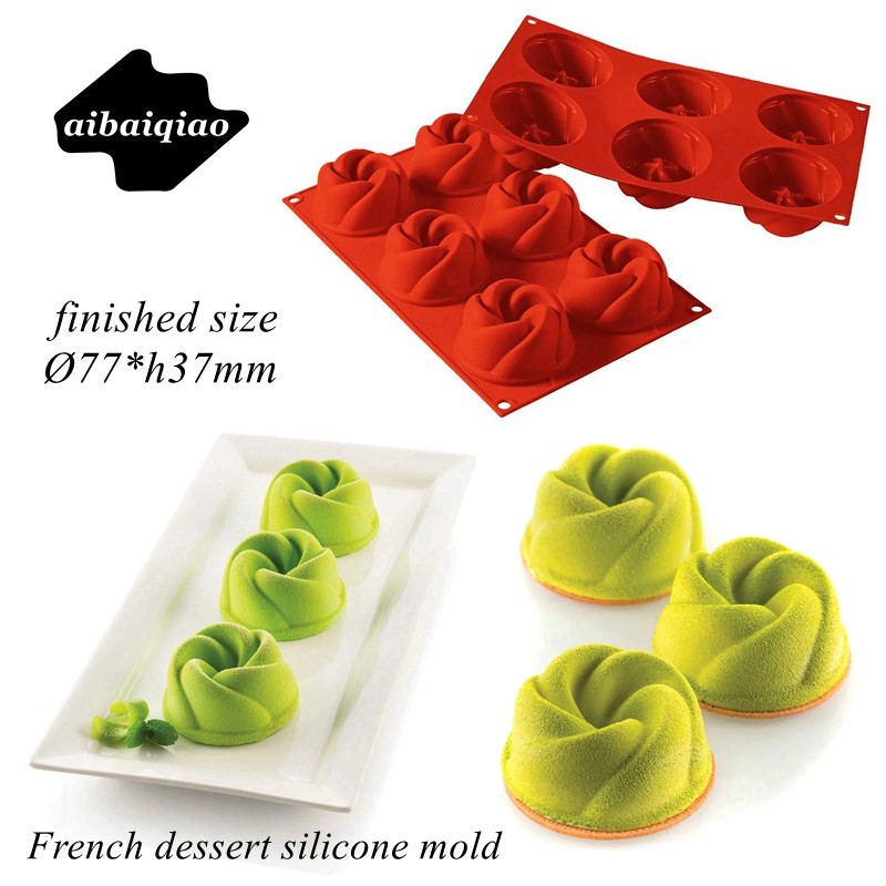 6连旋风甜点慕斯硅胶模蛋糕模