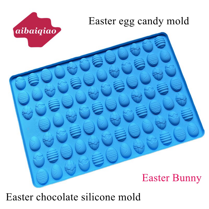 爱百巧 83连复活蛋巧克力模具复活节兔子硅胶模卡通糖果模烘焙DIY