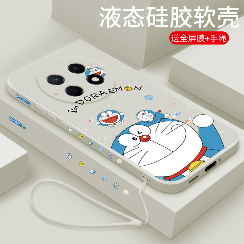 适用华为畅享90promax手机壳新款畅享90plus液态硅胶软壳畅想90mPlus镜头全包防摔保护套男女潮牌卡通蓝胖子