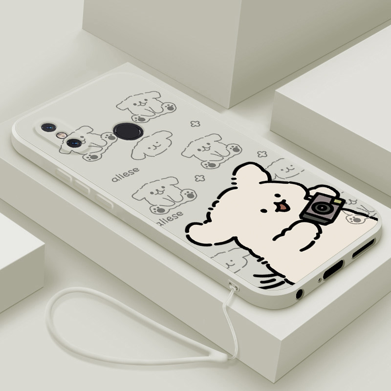 适用小米8手机壳新款xiaomi8青春版液态硅胶软壳男女生小米8se镜头全包防摔保护套MI八卡通可爱潮外壳拍照狗
