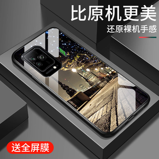 适用黑鲨5手机壳新款5pro钢化玻璃镜面保护套男女生游戏散热小米黑鲨5rs镜头全包防摔硬壳黑沙5简约时尚街灯