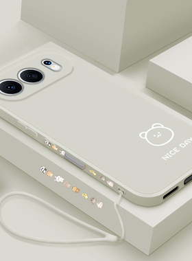 适用荣耀500手机壳新款华为honor500pro液态硅胶软壳MEP-AN00镜头全包防摔保护套MEY男女情侣卡通潮线条小熊