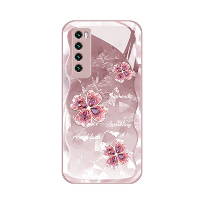 适用华为nova7手机壳新款nova7pro钢化玻璃镜面保护套女生nova7se活力版镜头全包防摔硬壳5G网红时尚潮四叶草