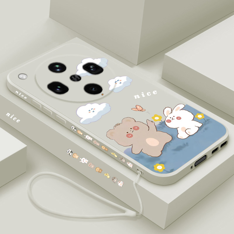 适用oppofindx8ultra手机壳新款findx8s+液态硅胶软壳findx8s镜头全包防摔保护套oppo男女生卡通可爱小熊小兔