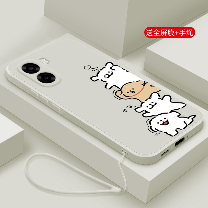 适用oppoA6s手机壳新款oppo A6i+液态磨砂硅胶软壳A6c镜头全包A6v防摔超薄保护套男女情侣网红卡通可爱招手狗