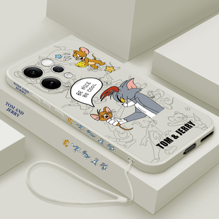 适用vivos50手机壳新款s50promini液态硅胶软壳vivo镜头全包防摔保护套s50潮男女生网红卡通时尚外壳猫和老鼠