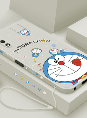 适用荣耀9X手机壳新品9xpro液态硅胶保护套pr0男女款荣耀9全包边防摔软壳8x个性创意8xmax简约卡通外壳蓝胖子