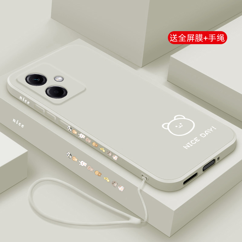 适用红米Note12pro+手机壳新款RedmiNote12turbo液态硅胶R软壳T镜头全包11se防摔10pro保护套男女情侣线条熊