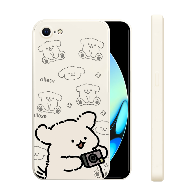 适用iPhone8手机壳新款苹果7plus液态硅胶软壳八6s镜头全包6plus防摔保护套七男女生iphone5卡通5s可爱拍照狗