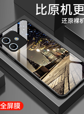 适用荣耀play6Tpro手机壳新款honor华为play6t钢化玻璃镜面保护套男女生play6c镜头全包防摔硬壳简约时尚街灯